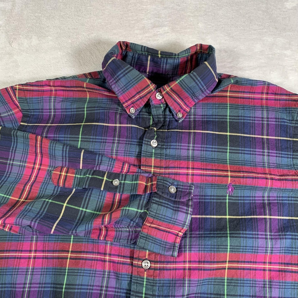 Ralph Lauren Shirt Mens Large Multicolor Plaid Button Down Long Sleeve Cotton
